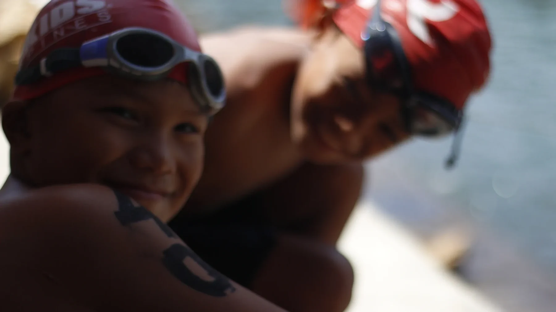 Young swimmers at the pool